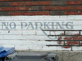Greene Avenue, Westmount - no parking painted sign