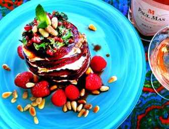 Red Beet, Goat Cheese <br>and Raspberry Napoleons