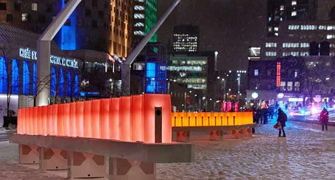 effet domino d’Ingrid Ingrid, lauréat de la 9e édition de Luminothérapie - Quartier des spectacles – WestmountMag.ca
