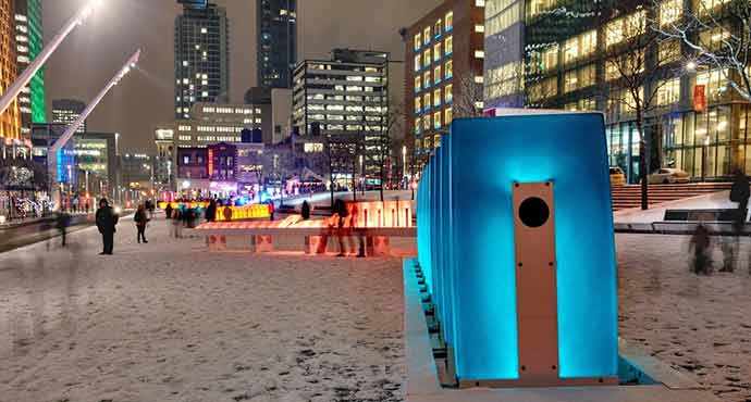 effet domino d’Ingrid Ingrid, lauréat de la 9e édition de Luminothérapie - Quartier des spectacles – WestmountMag.ca