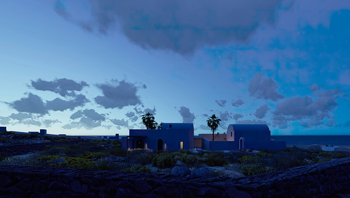 Arched residencies on Santorini island