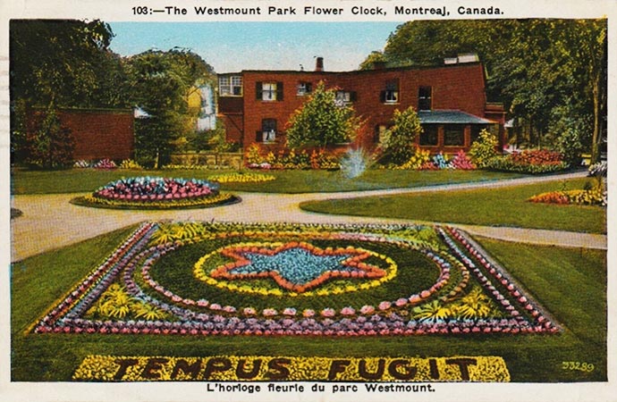 Carte postale de l'horloge florale du parc Westmount - Westmount Floral Clock c. 1930