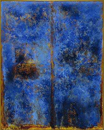 Jean McEwen (1923-1999), Meurtrière traversant le bleu, 1961, huile et vernis sur toile. MBAM, achat, fonds M. et Mme Gérard O. Beaulieu. © Succession Jean McEwen / SOCAN (2019). Photo MBAM.