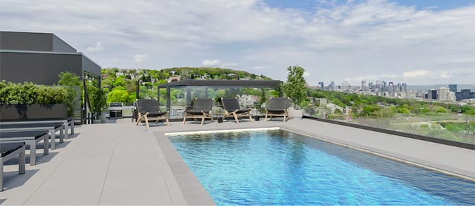 Profitez du toit-terrasse du Loyal, avec piscine offrant une vue panoramique à couper le souffle, idéal pour se détendre ou partager des moments privilégiés entre amis.