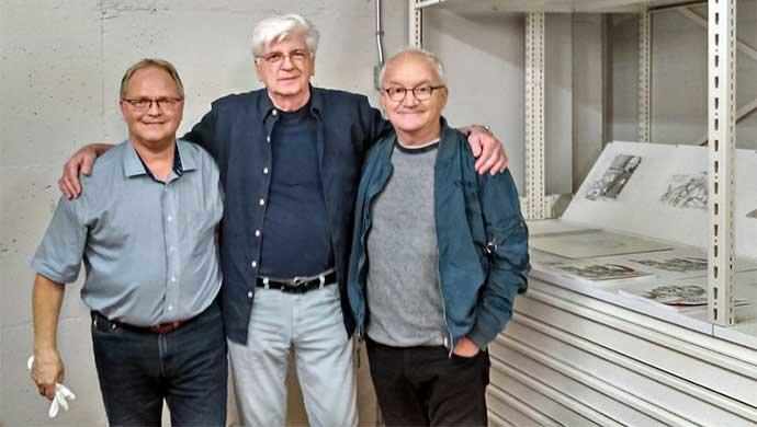 Christian Vachon, Serge Chapleau et Michel Barrette lors du tournage de Viens-tu faire un tour?