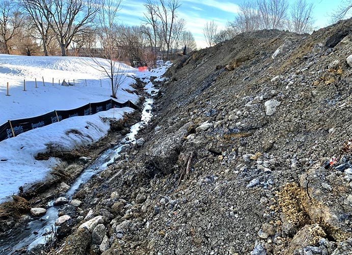 St. Pierre River amid excavation work