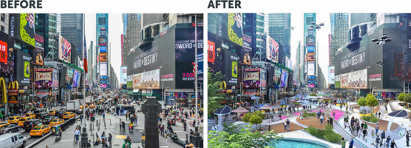 Times Square before and after